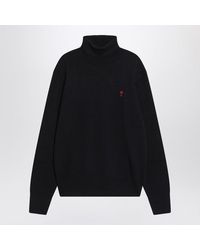 Ami Paris - De Coeur Monogram Heart-Embroidered Turtleneck Sweater - Lyst
