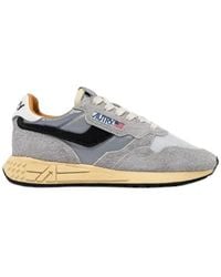 Autry - Calf Suede Calf Leather Mesh Panelled Flat Shoes - Lyst