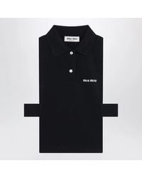 Miu Miu - Piqué Top With Logo - Lyst