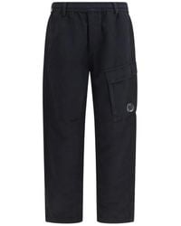C.P. Company - Cotton And Linen Cargo Pants With Internal Drawstring Waist - Lyst