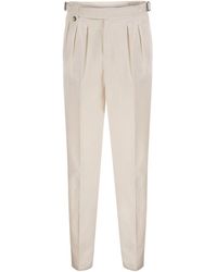 Brunello Cucinelli - Tailored Cotton Trousers With Pleats And Side Adjusters - Lyst
