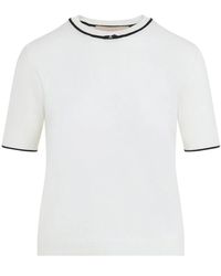 Valentino - Avorio Nero Knit Wool T-Shirt - Lyst