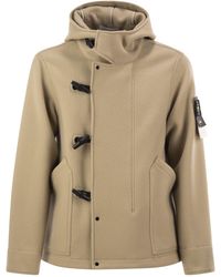 Stone Island - Short Virgin Wool And Cashmere Duffle Coat With Hood - Lyst