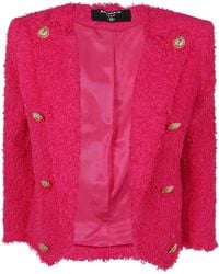 Balmain - 8 Button Tweed Spencer Jacket - Lyst