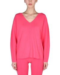 Helmut Lang - V-Neck Sweater With Contrast Profile - Lyst