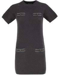 Brunello Cucinelli - Ribbed Knit Dress With Sequins And Patch Pockets - Lyst