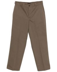 Prada - Logo-Plaque Straight-Leg Trousers - Lyst