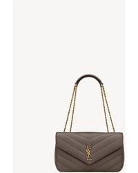 Saint Laurent - Dark Leather Medium Loulou Shoulder Bag - Lyst