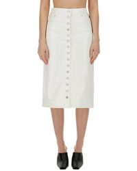 Courreges - Midi Skirt With Front Button Detailing And Back Slit - Lyst
