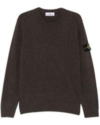 Stone Island - Ribbed Knit Sweater With Badge Detail And Finely Ribbed Trim (Size M) - Lyst
