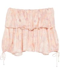 Chloé - Off-The-Shoulder Top With Puff Sleeves - Lyst