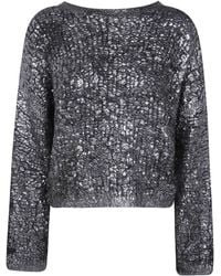 Avant Toi - Hand Painted Cashmere And Silk Round Neck Furry Stitch Pullover With Lamination - Lyst