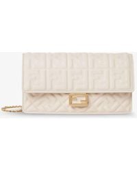 Fendi - Baguette Wallet On Chain Leather Shoulder Bag With Ff Motif - Lyst