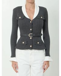 Self-Portrait - Ribbed Knit Cardigan - Lyst