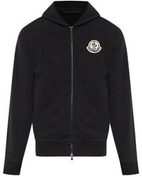 Moncler - Sketched Logo Zip-Up Cotton Hoodie - Lyst