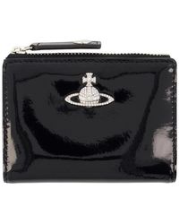 Vivienne Westwood - Slim Flap Card Holder With Crystalembellished Orb Bas Relief - Lyst