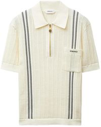 Versace - Cotton Jacquard Knit Polo Shirt With Embroidered Logo - Lyst