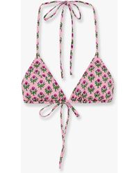 Mc2 Saint Barth - Leah Nylon Bikini Top With Radical Flowers Print - Lyst