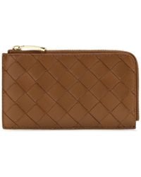 Bottega Veneta - Card Holder Intrecciato Zip Lambskin Leather Wallets & Purses - Lyst