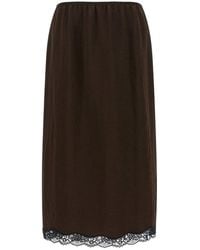 Twinset - Twin Set Satin Froissé And Lace Skirt - Lyst