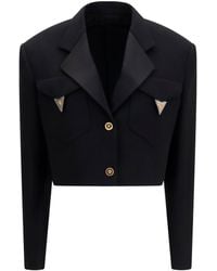 Versace - Cropped Wool Blazer Blazers & Vests - Lyst