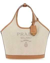 Prada - Sand Canvas Handbag - Lyst