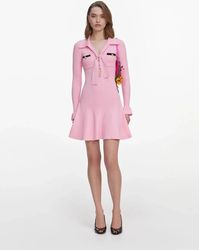 Self-Portrait - Viscose Knit Tie Mini Dress - Lyst