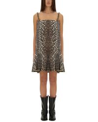 Ganni - Dress With Animal Pattern - Lyst