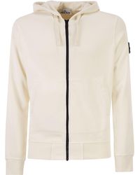 Stone Island - Regular Fit Hoodie With Zip And Pockets - Lyst