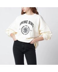 Anine Bing - Miles Collegiate Cream Sweatshirt - Lyst