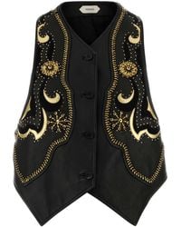 Versace - Vest Leather Lamb With Embroidery - Lyst