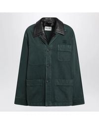 Miu Miu - Bottle Gabardine And Leather Jacket - Lyst