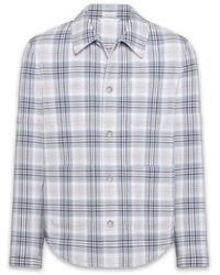 Thom Browne - Veste-Chemise Coton Windowpane Plaid Bleu Ciel Gris Armband Manche - Lyst