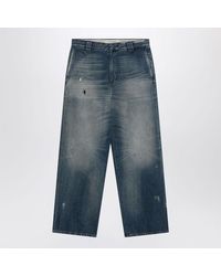 Golden Goose - Wide Washed Jeans With Distressing - Lyst