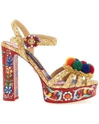 Dolce & Gabbana - Viscose Stiletto Heel Sandals - Lyst