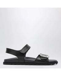 Roger Vivier - Leather Sandals With Crystal Buckle - Lyst