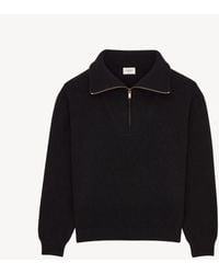 Saint Laurent - Half-Zip Wool Sweater - Lyst