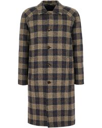 KIRED - Checked Wool Reversible Coat - Lyst