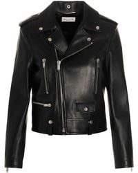 Saint Laurent - Leather Biker Jacket - Lyst