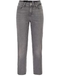 7 For All Mankind - Calie Straight Ankle Stretch Denim Jeans With Metallic Fibre - Lyst
