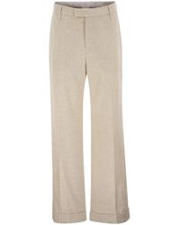 Brunello Cucinelli - Virgin Wool And Cashmere Tailored Trousers With Turn-Up Hem - Lyst