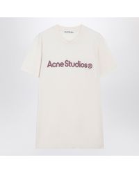 Acne Studios - Pale Cotton Tshirt With Logo - Lyst