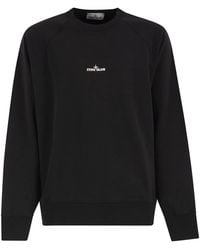 Stone Island - Cotton Crew Neck Sweatshirt With Oversized Compass Back Print - Lyst