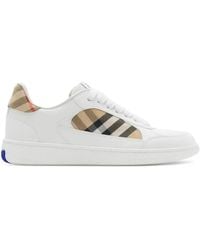 Burberry - Terrace Mix Sand Ip Chk Calf Leather Sneakers - Lyst