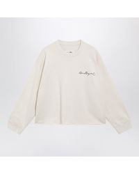 MM6 by Maison Margiela - Ecru Logo-Print Fleece Sweatshirt - Lyst