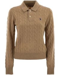 Polo Ralph Lauren - Wool And Cashmere Polo Shirt With Cable Knit - Lyst