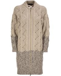 Fabiana Filippi - Long Openwork Wool, Silk And Cashmere Cardigan - Lyst