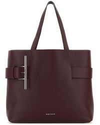 McQueen - Tyrian Leather T-Bar Shopping Bag - Lyst