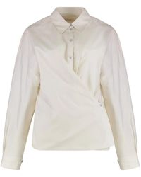 Lemaire - Light Cream Straight Collar Twisted Cotton Shirt - Lyst