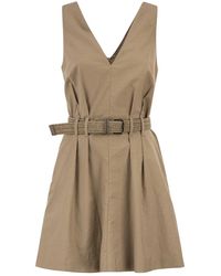 Brunello Cucinelli - Sleeveless Dress With Braided Belt - Lyst